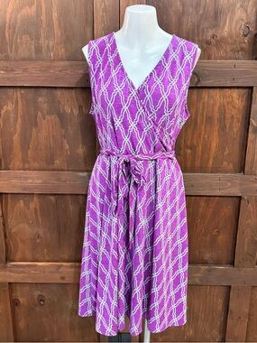41 Hawthorn Purple Printed Sleeveless Wrap Dress with Tie